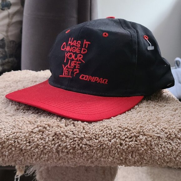 Vintage COMPAQ Computers Hat Cap SnapBack 90s Has It Changed Your Life Yet? - Picture 2 of 5